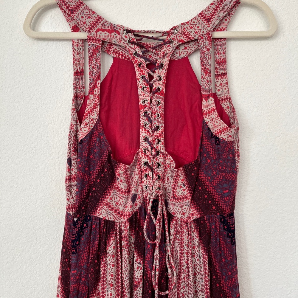 Free People Geometric Tribal Print Lace Up Back Maxi Dress - Picture 8 of 12
